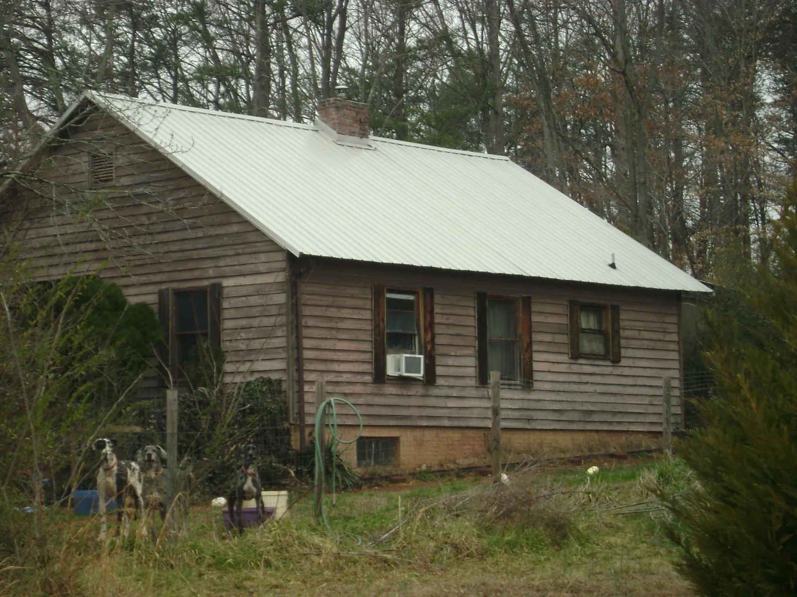 White metal roof on an old wood sided farmhouse, from a Asphalt Shingle Roof Repair job in Chelmsford